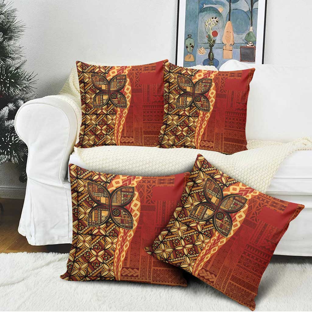 Samoan Pacific Tribal Flower Geometric Art Tattoos Pillow Cover Siapo Pattern Flame Sunset LT03 - Polynesian Pride