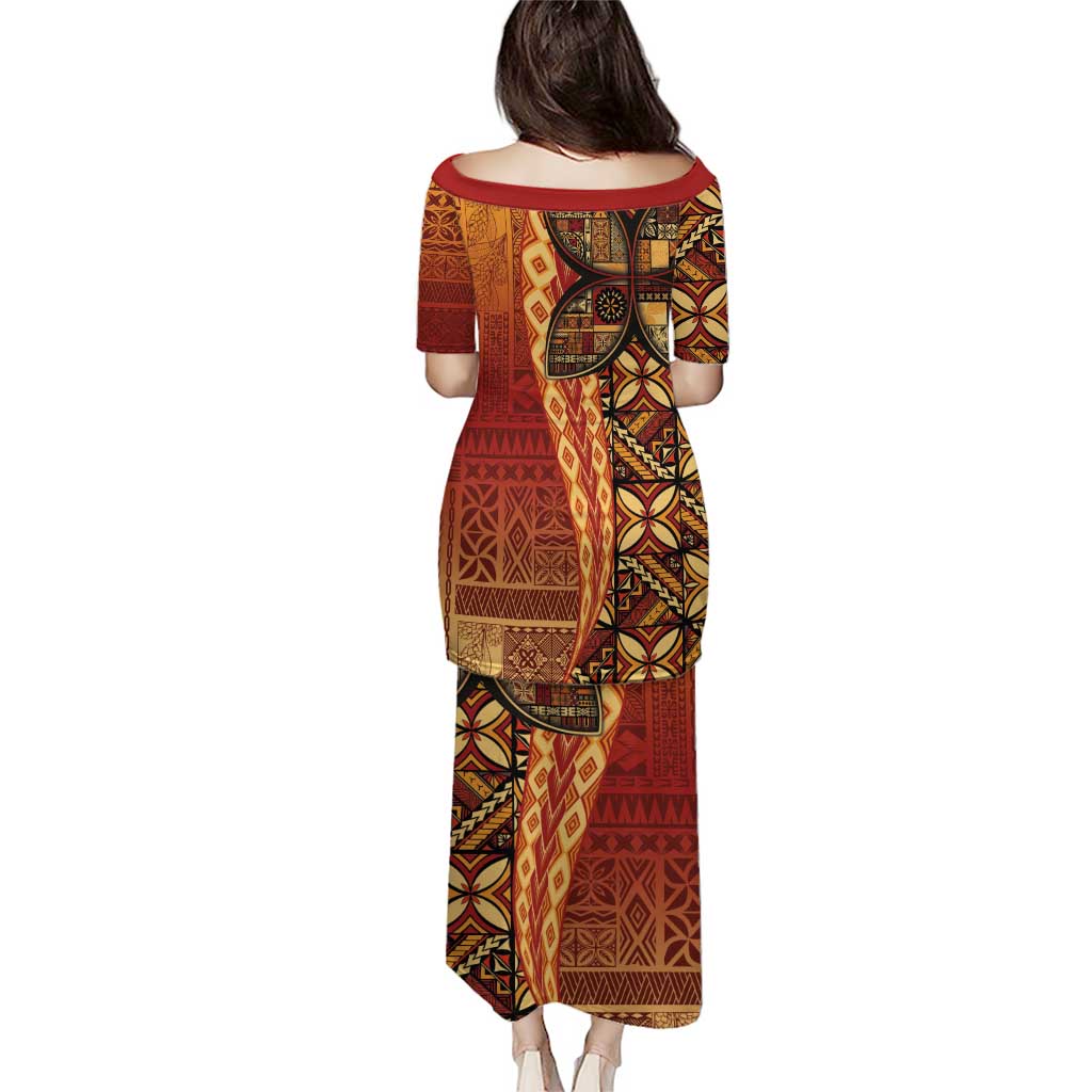 Samoan Pacific Tribal Flower Geometric Art Tattoos Puletasi Siapo Pattern Flame Sunset - Polynesian Pride