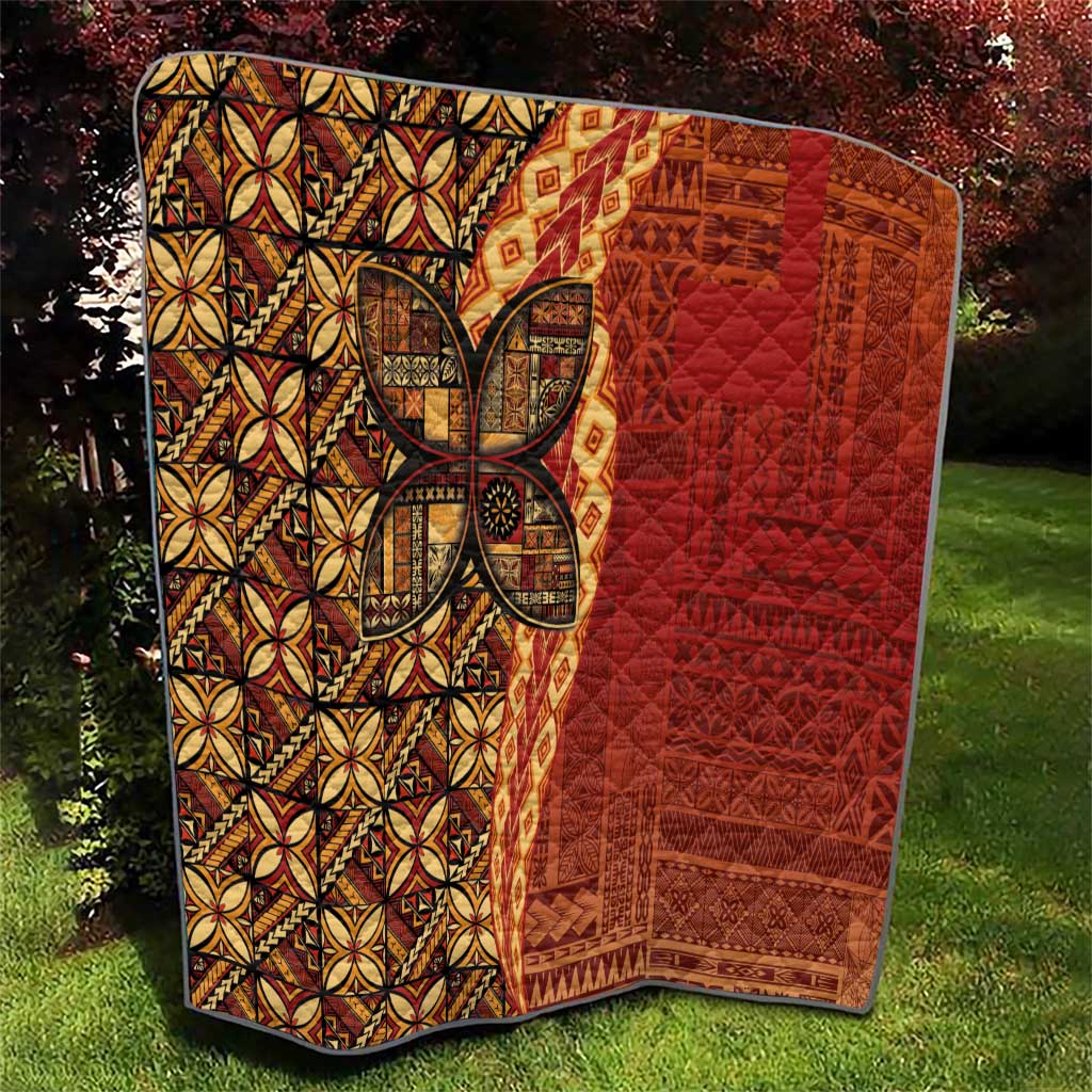 Samoan Pacific Tribal Flower Geometric Art Tattoos Quilt Siapo Pattern Flame Sunset - Polynesian Pride