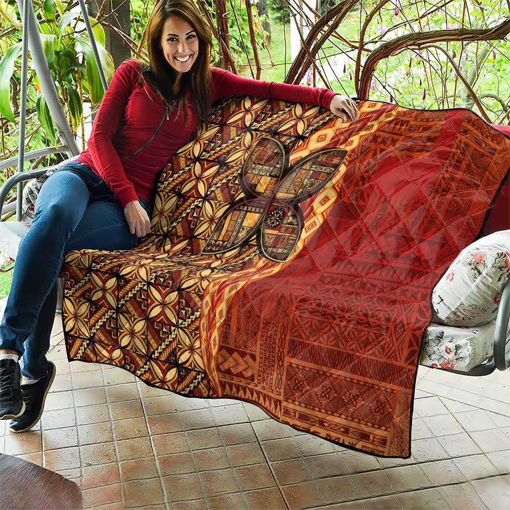 Samoan Pacific Tribal Flower Geometric Art Tattoos Quilt Siapo Pattern Flame Sunset - Polynesian Pride