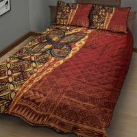 Samoan Pacific Tribal Flower Geometric Art Tattoos Quilt Bed Set Siapo Pattern Flame Sunset - Polynesian Pride