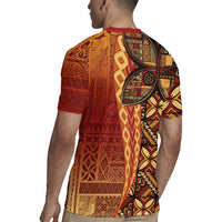 Samoan Pacific Tribal Flower Geometric Art Tattoos Rugby Jersey Siapo Pattern Flame Sunset - Polynesian Pride