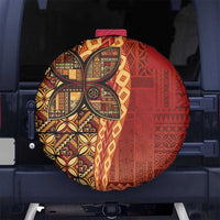 Samoan Pacific Tribal Flower Geometric Art Tattoos Spare Tire Cover Siapo Pattern Flame Sunset - Polynesian Pride