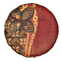 Samoan Pacific Tribal Flower Geometric Art Tattoos Spare Tire Cover Siapo Pattern Flame Sunset - Polynesian Pride