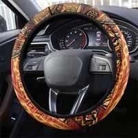 Samoan Pacific Tribal Flower Geometric Art Tattoos Steering Wheel Cover Siapo Pattern Flame Sunset LT03 - Polynesian Pride