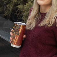 Samoan Pacific Tribal Flower Geometric Art Tattoos Tumbler Cup Siapo Pattern Flame Sunset - Polynesian Pride