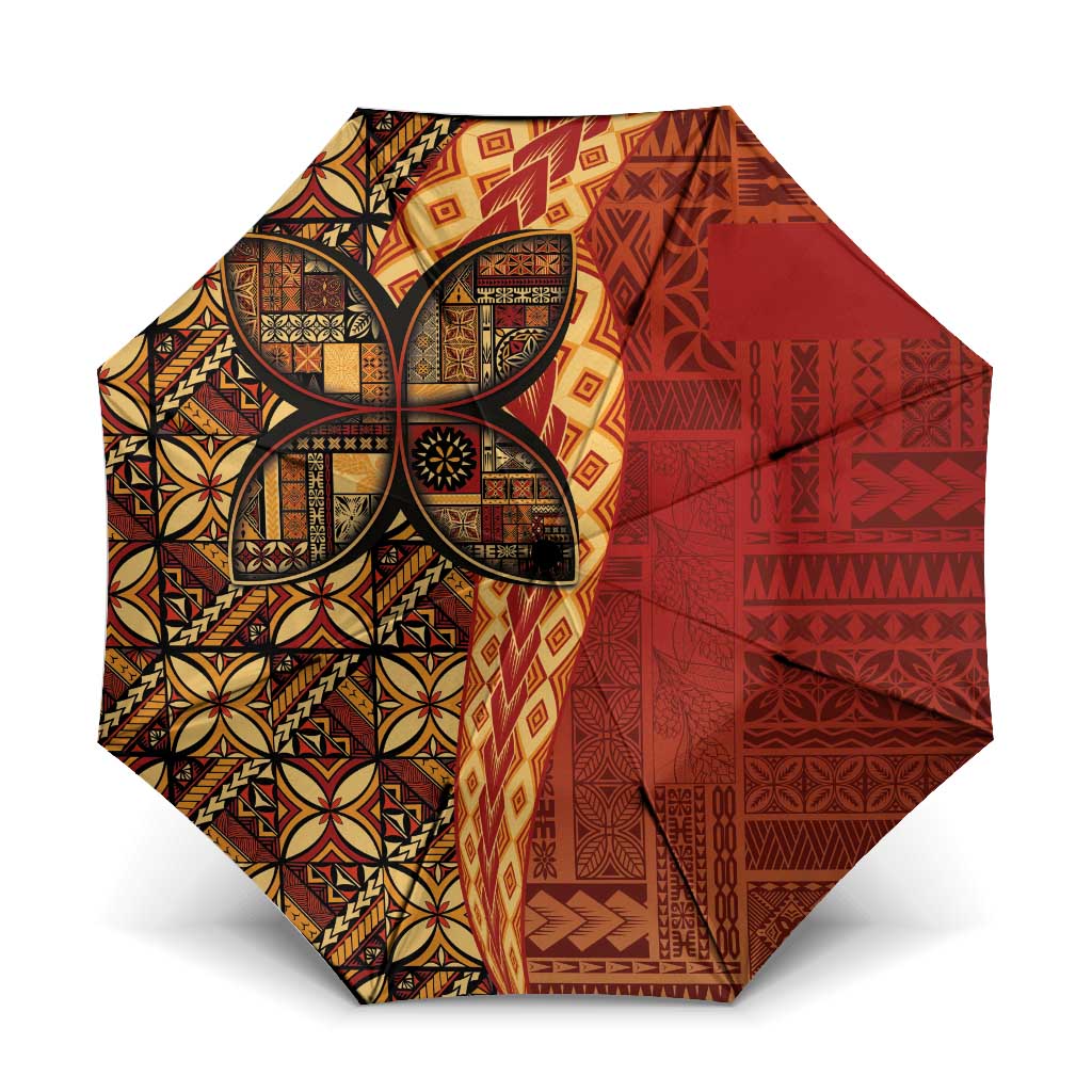 Samoan Pacific Tribal Flower Geometric Art Tattoos Umbrella Siapo Pattern Flame Sunset - Polynesian Pride