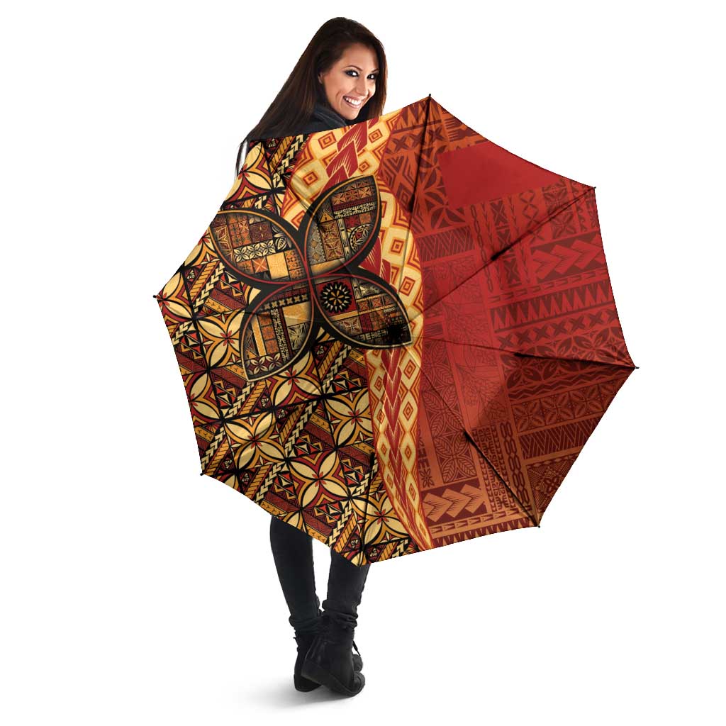 Samoan Pacific Tribal Flower Geometric Art Tattoos Umbrella Siapo Pattern Flame Sunset - Polynesian Pride
