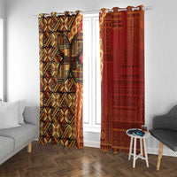 Samoan Pacific Tribal Flower Geometric Art Tattoos Window Curtain Siapo Pattern Flame Sunset - Polynesian Pride