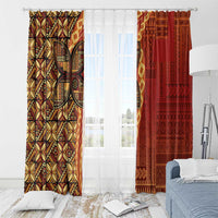 Samoan Pacific Tribal Flower Geometric Art Tattoos Window Curtain Siapo Pattern Flame Sunset - Polynesian Pride