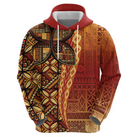 Samoan Pacific Tribal Flower Geometric Art Tattoos Zip Hoodie Siapo Pattern Flame Sunset - Polynesian Pride