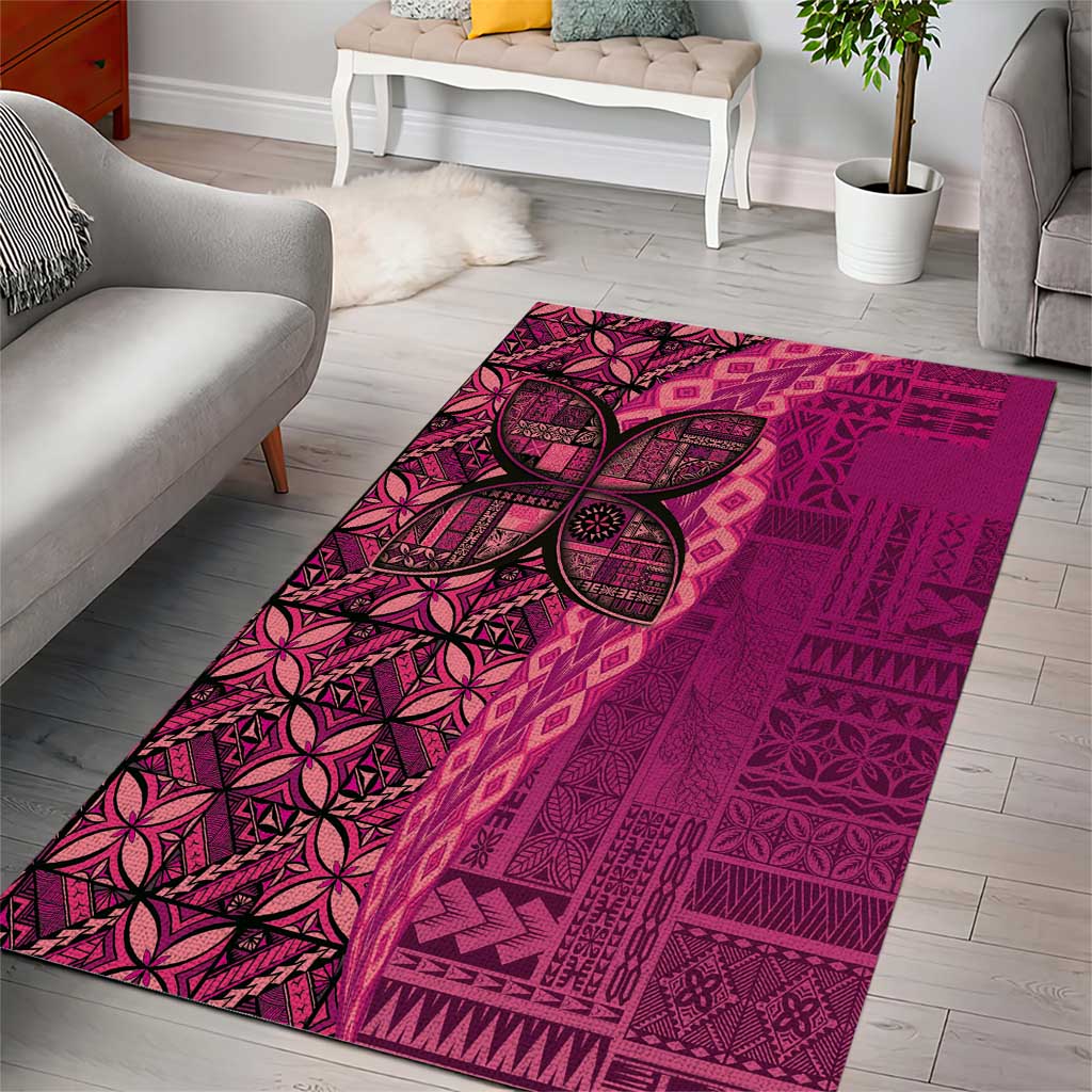 Samoan Pacific Tribal Flower Geometric Art Tattoos Area Rug Siapo Pattern Romantic Rose LT03 - Polynesian Pride
