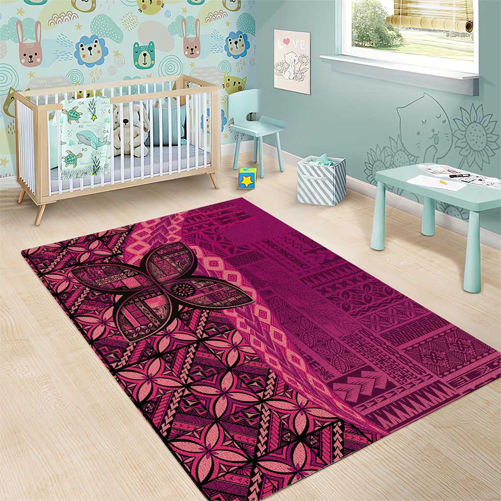 Samoan Pacific Tribal Flower Geometric Art Tattoos Area Rug Siapo Pattern Romantic Rose LT03 - Polynesian Pride