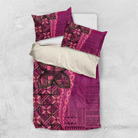 Samoan Pacific Tribal Flower Geometric Art Tattoos Bedding Set Siapo Pattern Romantic Rose - Polynesian Pride