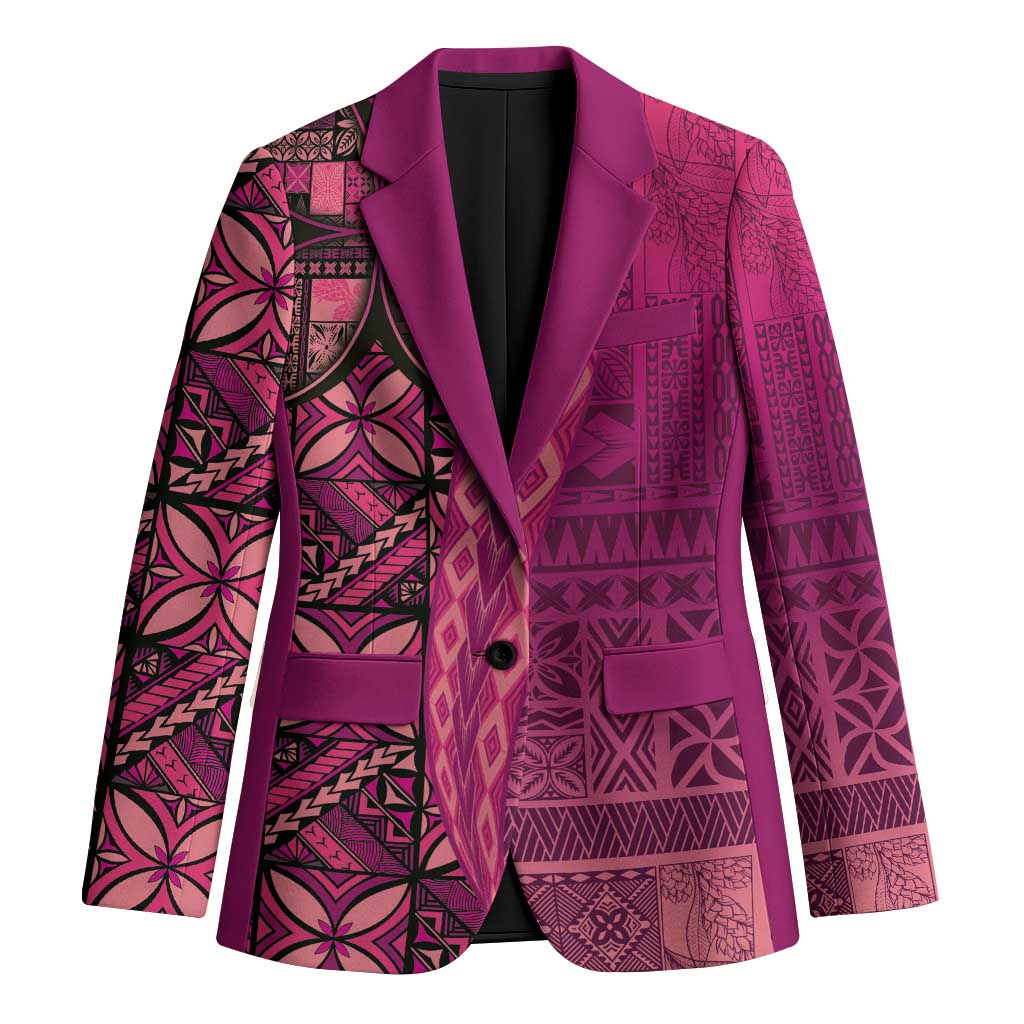 Samoan Pacific Tribal Flower Geometric Art Tattoos Blazer Siapo Pattern Romantic Rose - Polynesian Pride