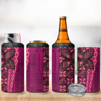 Samoan Pacific Tribal Flower Geometric Art Tattoos 4 in 1 Can Cooler Tumbler Siapo Pattern Romantic Rose - Polynesian Pride