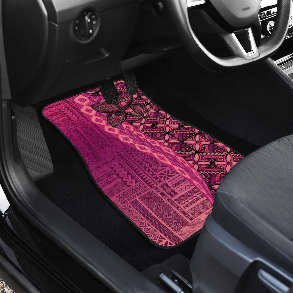 Samoan Pacific Tribal Flower Geometric Art Tattoos Car Mats Siapo Pattern Romantic Rose - Polynesian Pride
