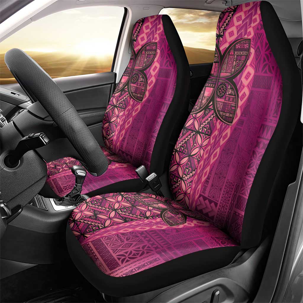 Samoan Pacific Tribal Flower Geometric Art Tattoos Car Seat Cover Siapo Pattern Romantic Rose - Polynesian Pride