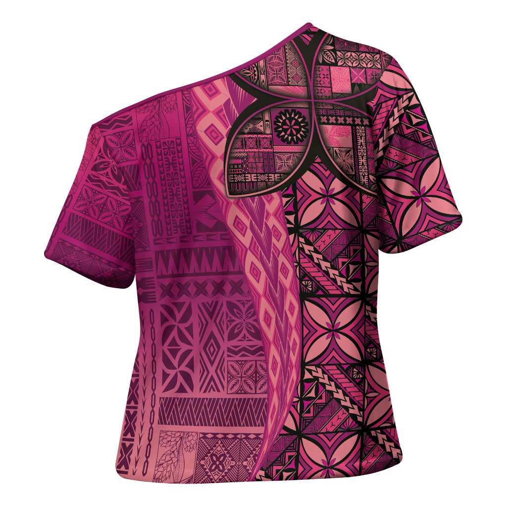 Samoan Pacific Tribal Flower Geometric Art Tattoos Cross Shoulder Shirt Siapo Pattern Romantic Rose - Polynesian Pride