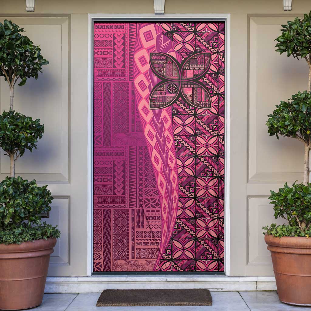 Samoan Pacific Tribal Flower Geometric Art Tattoos Door Cover Siapo Pattern Romantic Rose - Polynesian Pride