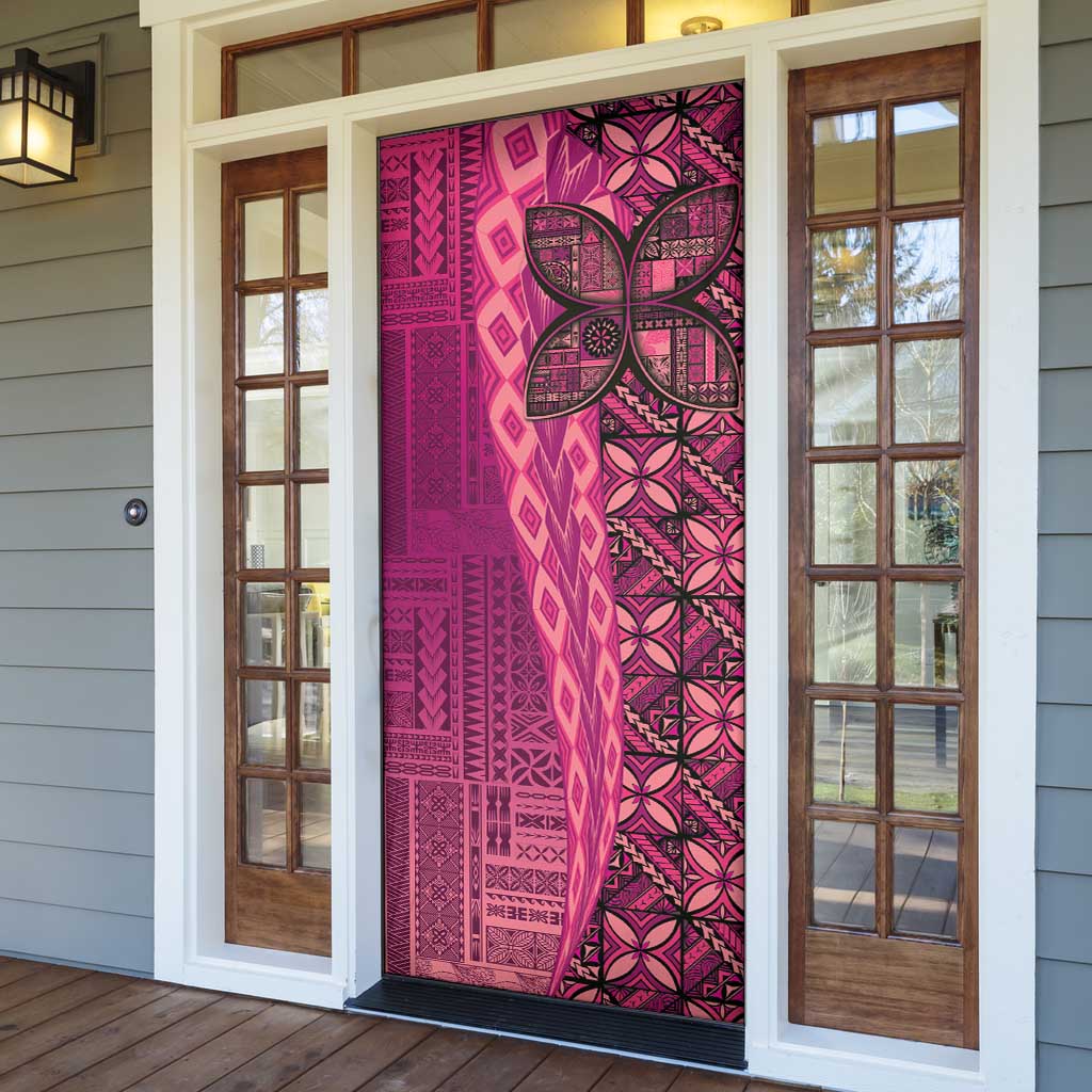 Samoan Pacific Tribal Flower Geometric Art Tattoos Door Cover Siapo Pattern Romantic Rose - Polynesian Pride