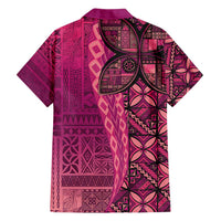 Samoan Pacific Tribal Flower Geometric Art Tattoos Family Matching Off Shoulder Short Dress and Hawaiian Shirt Siapo Pattern Romantic Rose - Polynesian Pride