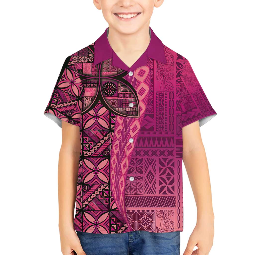 Samoan Pacific Tribal Flower Geometric Art Tattoos Family Matching Puletasi and Hawaiian Shirt Siapo Pattern Romantic Rose - Polynesian Pride