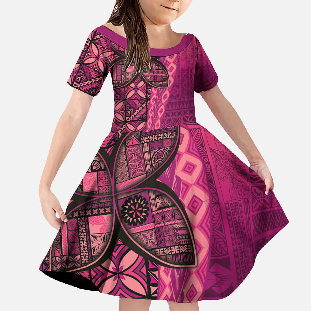 Samoan Pacific Tribal Flower Geometric Art Tattoos Family Matching Tank Maxi Dress and Hawaiian Shirt Siapo Pattern Romantic Rose - Polynesian Pride