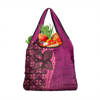 Samoan Pacific Tribal Flower Geometric Art Tattoos Grocery Bag Siapo Pattern Romantic Rose - Polynesian Pride