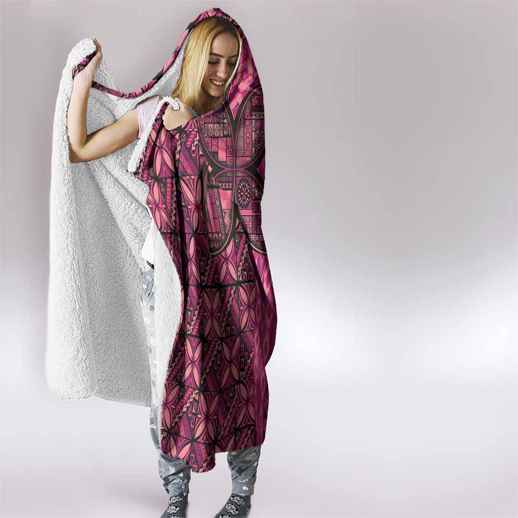Samoan Pacific Tribal Flower Geometric Art Tattoos Hooded Blanket Siapo Pattern Romantic Rose LT03 - Polynesian Pride
