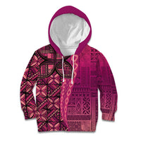 Samoan Pacific Tribal Flower Geometric Art Tattoos Kid Hoodie Siapo Pattern Romantic Rose LT03 Hoodie Pink - Polynesian Pride