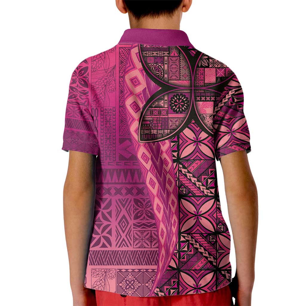 Samoan Pacific Tribal Flower Geometric Art Tattoos Kid Polo Shirt Siapo Pattern Romantic Rose LT03 - Polynesian Pride