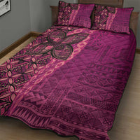 Samoan Pacific Tribal Flower Geometric Art Tattoos Quilt Bed Set Siapo Pattern Romantic Rose - Polynesian Pride