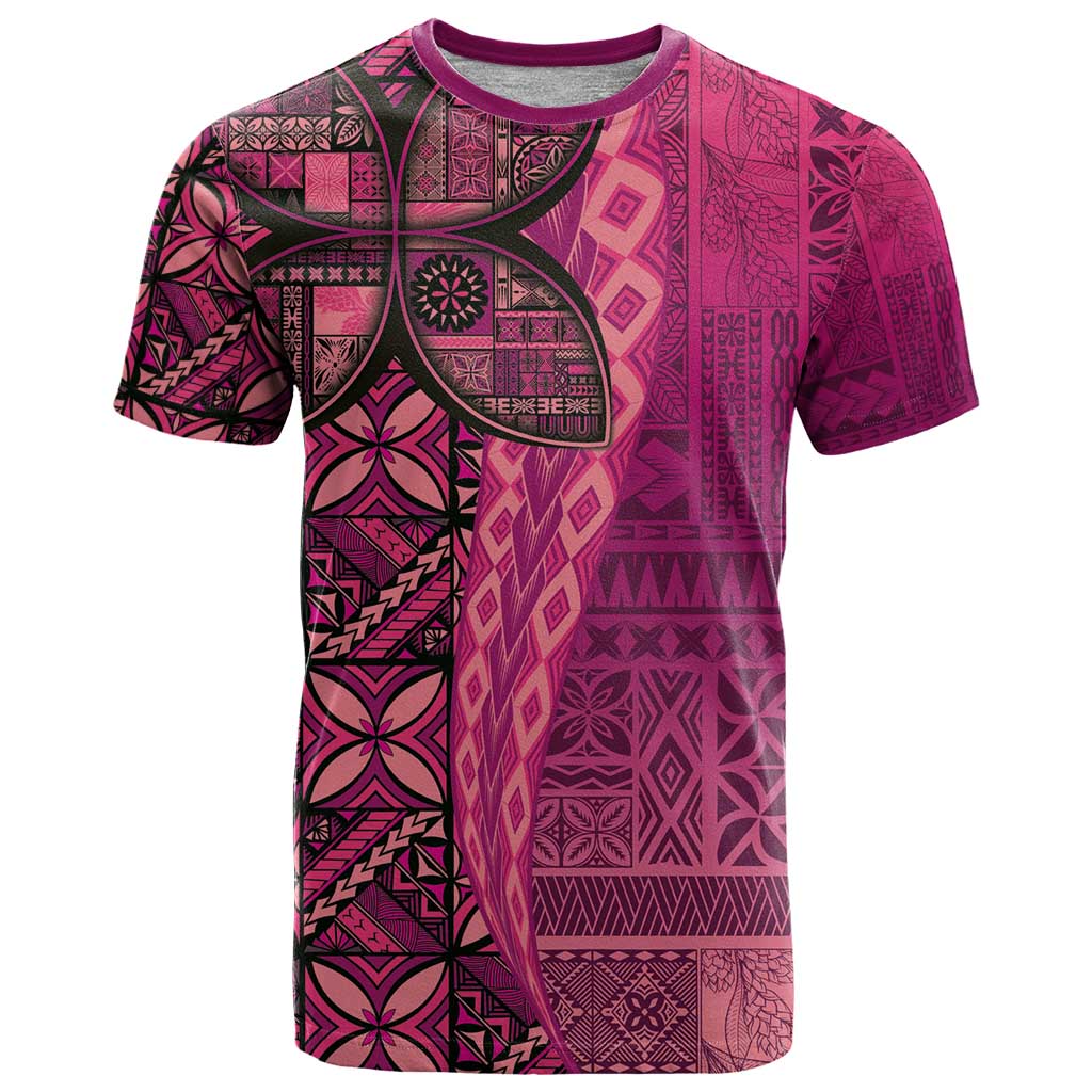 Samoan Pacific Tribal Flower Geometric Art Tattoos T Shirt Siapo Pattern Romantic Rose LT03 Pink - Polynesian Pride