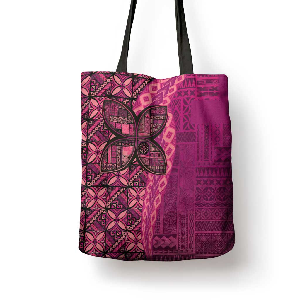 Samoan Pacific Tribal Flower Geometric Art Tattoos Tote Bag Siapo Pattern Romantic Rose - Polynesian Pride