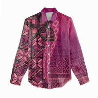 Samoan Pacific Tribal Flower Geometric Art Tattoos Women Casual Shirt Siapo Pattern Romantic Rose - Polynesian Pride