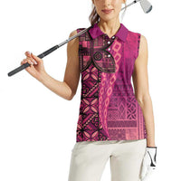 Samoan Pacific Tribal Flower Geometric Art Tattoos Women Sleeveless Polo Shirt Siapo Pattern Romantic Rose LT03 - Polynesian Pride