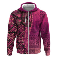 Samoan Pacific Tribal Flower Geometric Art Tattoos Zip Hoodie Siapo Pattern Romantic Rose - Polynesian Pride