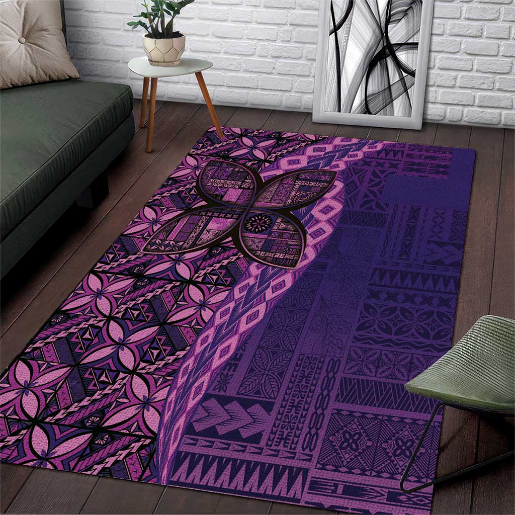 Samoan Pacific Tribal Flower Geometric Art Tattoos Area Rug Siapo Pattern Purple Haze - Polynesian Pride