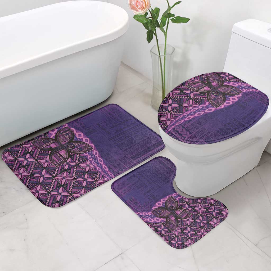 Samoan Pacific Tribal Flower Geometric Art Tattoos Bathroom Set Siapo Pattern Purple Haze - Polynesian Pride