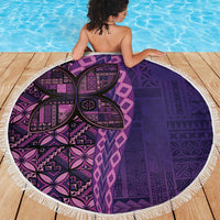 Samoan Pacific Tribal Flower Geometric Art Tattoos Beach Blanket Siapo Pattern Purple Haze - Polynesian Pride