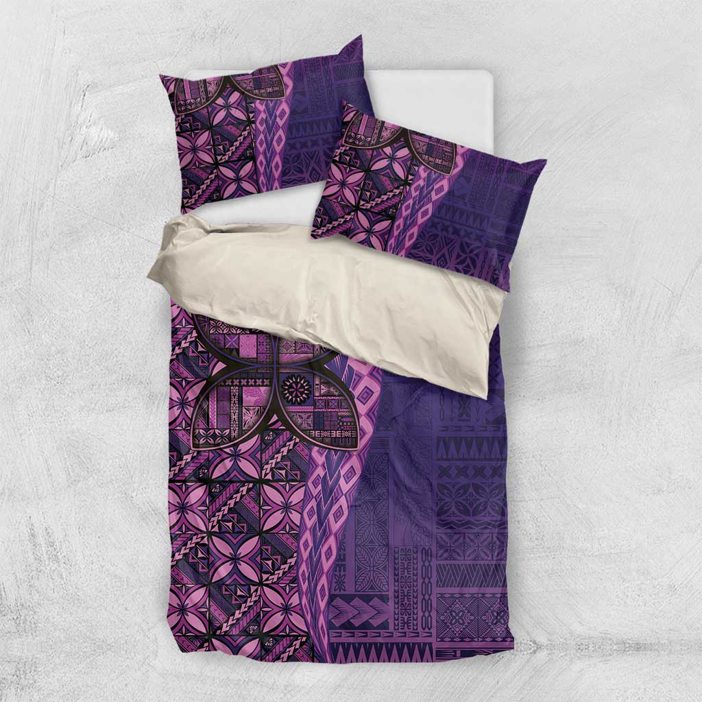 Samoan Pacific Tribal Flower Geometric Art Tattoos Bedding Set Siapo Pattern Purple Haze - Polynesian Pride