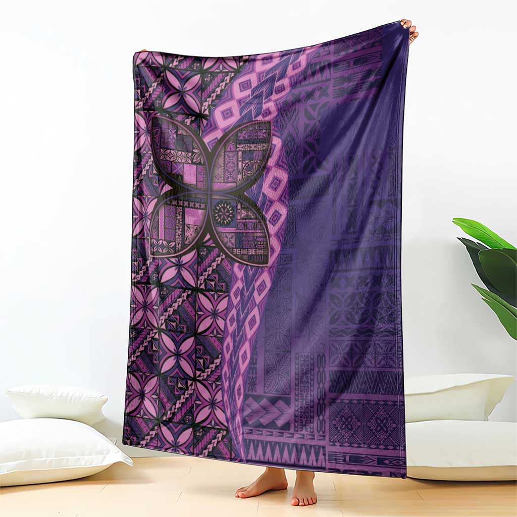 Samoan Pacific Tribal Flower Geometric Art Tattoos Blanket Siapo Pattern Purple Haze - Polynesian Pride