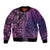 Samoan Pacific Tribal Flower Geometric Art Tattoos Bomber Jacket Siapo Pattern Purple Haze - Polynesian Pride