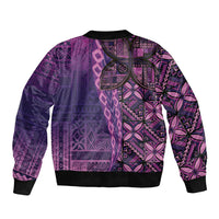 Samoan Pacific Tribal Flower Geometric Art Tattoos Bomber Jacket Siapo Pattern Purple Haze - Polynesian Pride