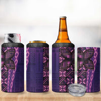 Samoan Pacific Tribal Flower Geometric Art Tattoos 4 in 1 Can Cooler Tumbler Siapo Pattern Purple Haze - Polynesian Pride