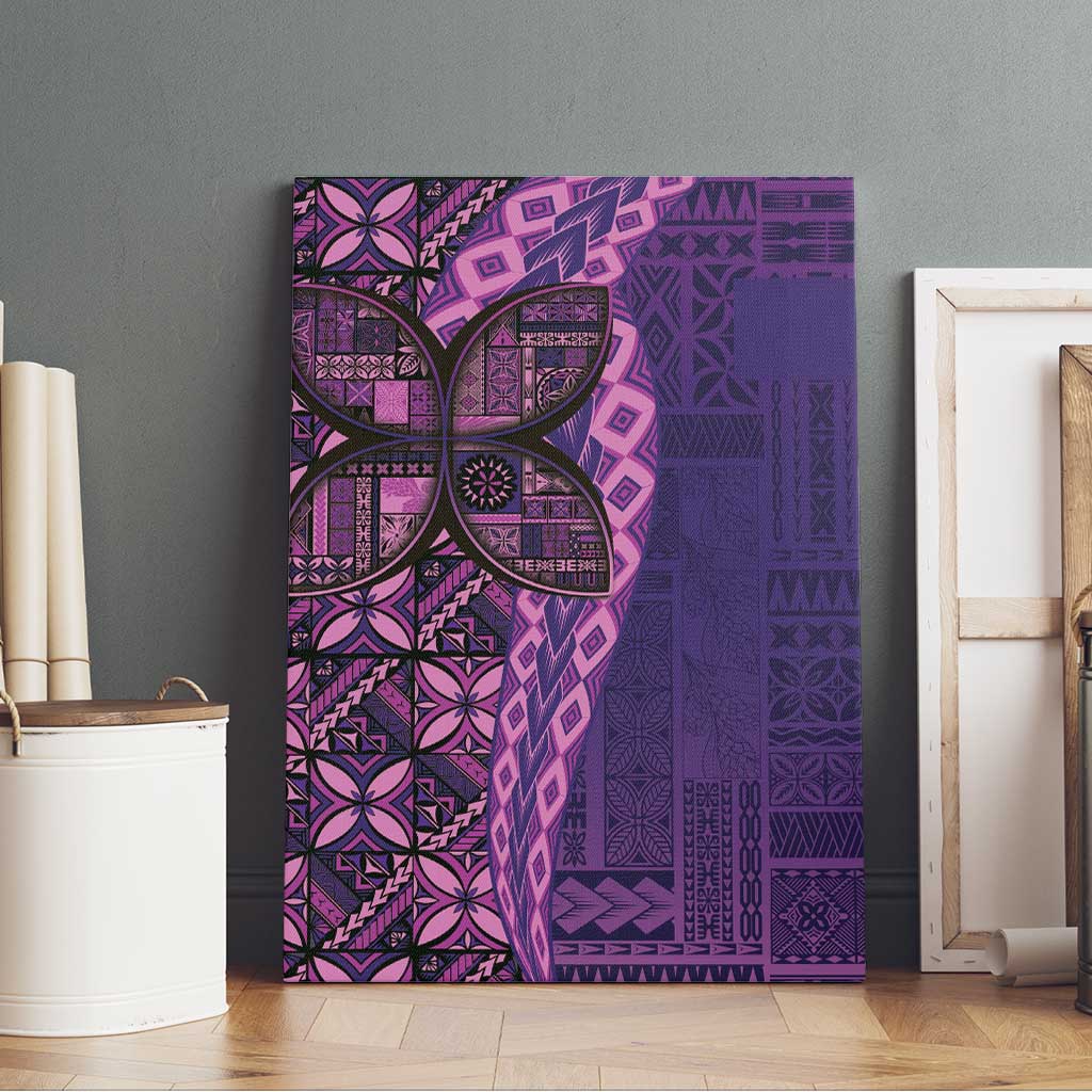 Samoan Pacific Tribal Flower Geometric Art Tattoos Canvas Wall Art Siapo Pattern Purple Haze - Polynesian Pride