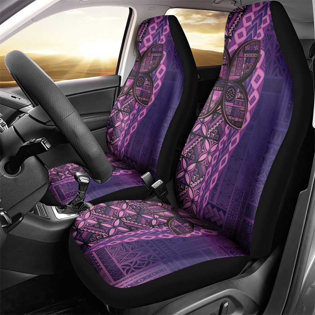 Samoan Pacific Tribal Flower Geometric Art Tattoos Car Seat Cover Siapo Pattern Purple Haze - Polynesian Pride