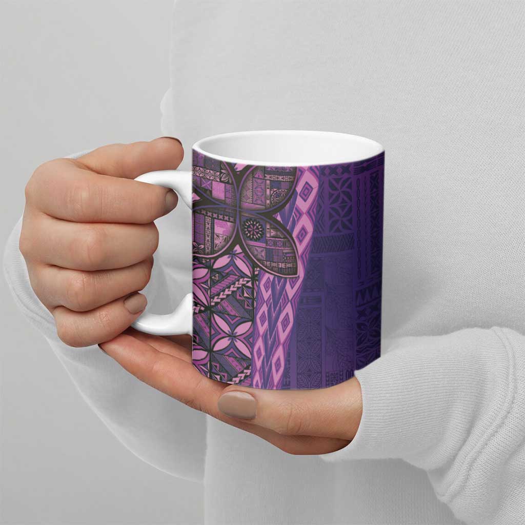 Samoan Pacific Tribal Flower Geometric Art Tattoos Ceramic Mug Siapo Pattern Purple Haze - Polynesian Pride