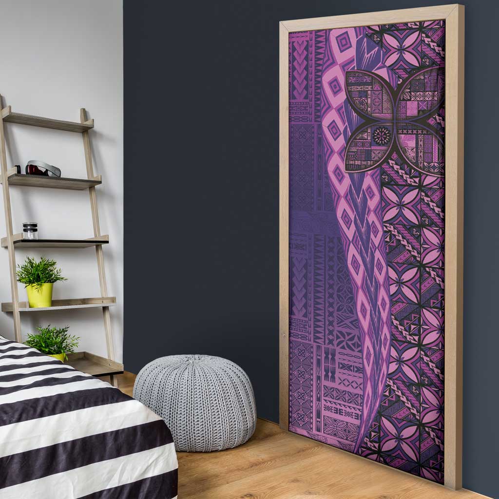 Samoan Pacific Tribal Flower Geometric Art Tattoos Door Cover Siapo Pattern Purple Haze - Polynesian Pride